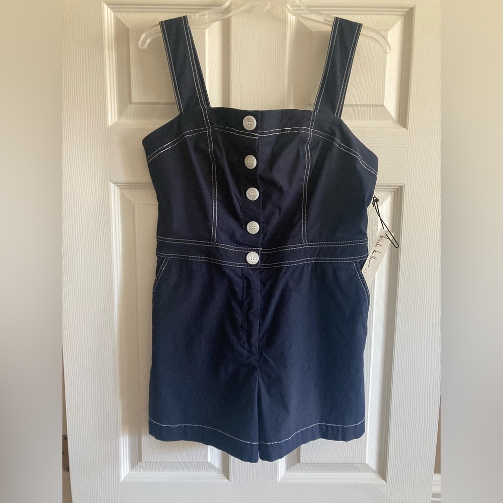 Nicole Miller dark denim short romper.NWT